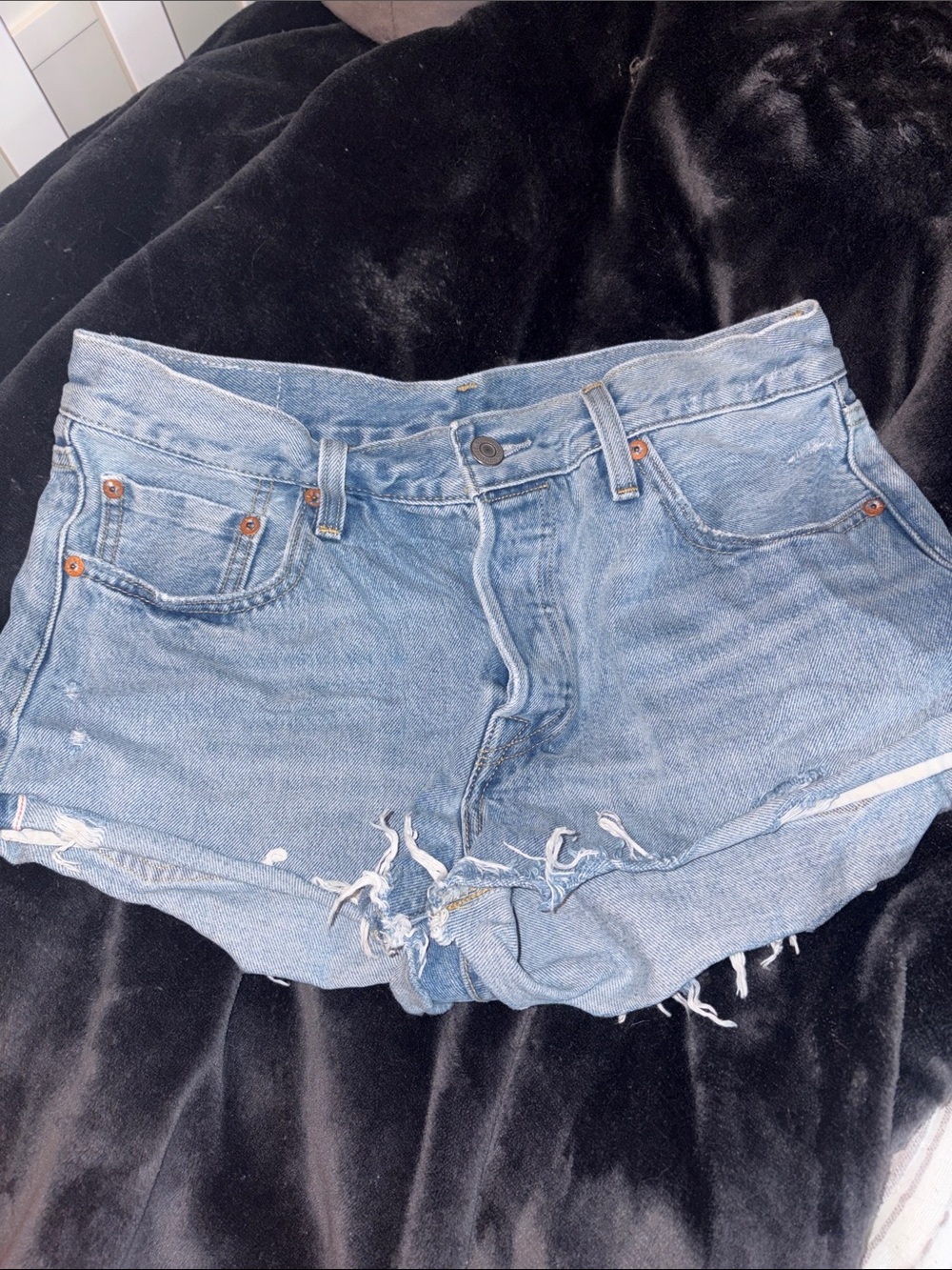 Levi’s 501 Light Blue Denim Cutoff Shorts size 27 button fly